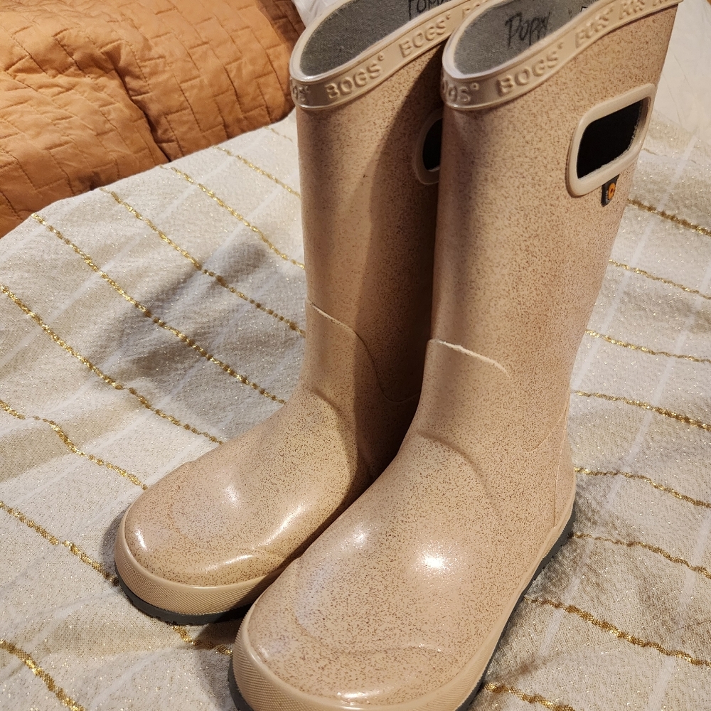 Bogs Sand-Toned Glitter Rain Waterproof Boots - Picture 3 of 8